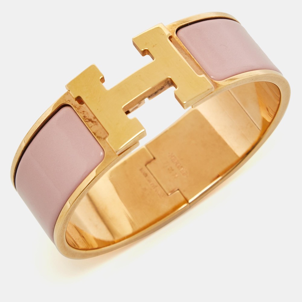 HERMES Clic Clac H Enamel Gold Plated Bracelet - Picture 2 of 6